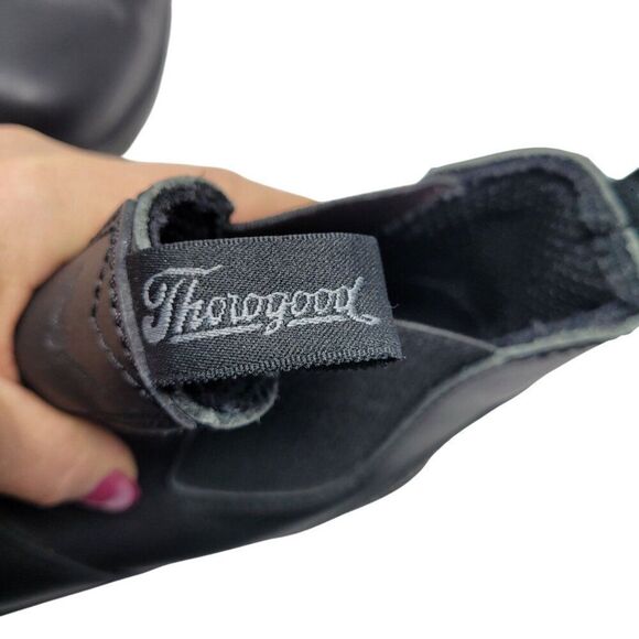 Thorogood Mens Black Slip-On Safety Toe Wellington Boots Sz 10 Leather Durable - Picture 3 of 11